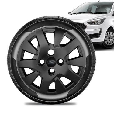 Imagem de Calota Ford Ka aro 14 2019 a 20 Preta Brilhante Emb Preto