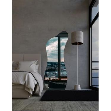 Imagem de Espelho Orgânico Luxo Grande 150 X 60 Corpo Inteiro Moderno Lapidado Com Suporte