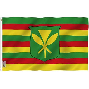 Imagem de ANLEY Fly Breeze Bandeira de poliéster KanaKa Maoli de 3x5 pés - cores vivas e resistente ao desbotamento por UV - as bandeiras nativas do Havaí com ilhós de latão 3 x 5 pés