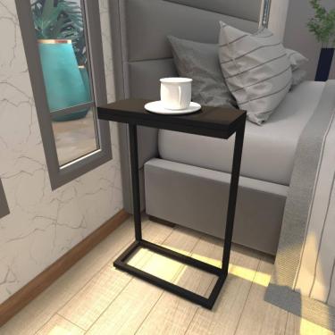 Imagem de Mesa De Cabeceira Industrial Preta Mdf Canto Quarto Mesas De Cabeceira Mesinha Cabeçeira Cabiceira