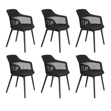 Imagem de Kit 6 Cadeiras estofada jantar cozinha Marcela - Preto