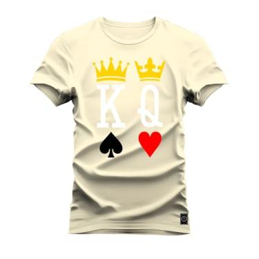 Imagem de Camiseta Plus Size Algodão Estampada Premium Rei Rainha Perola G2