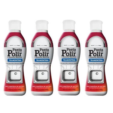 Imagem de Kit 4 Pastas De Polir Limpador Removedor Manchas Em Aço Inox