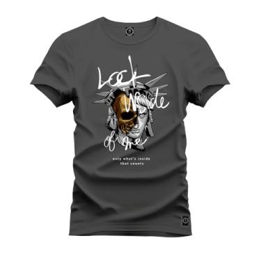 Imagem de Camiseta Estampada Unissex Macia Confortável Premium Lock New Grafite M