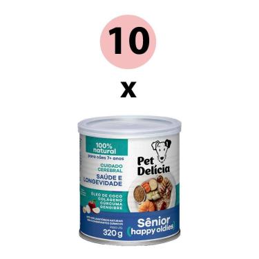 Imagem de KIT 10 Ração Úmida Pet Delícia Cães Senior Happy Oldies 320g