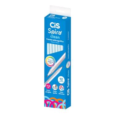 Imagem de CIS Caneta Esferográfica SPIRO CLEAN Ponta 0.7mm, Azul, Caixa com 12 unidades