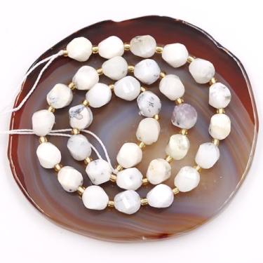 Imagem de Malahill Contas de pedra natural por atacado para fabricação de joias DIY vendidas por saco, 5 fios e um rolo de cordão dentro facetado em forma de S jaspe branco 10 mm