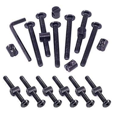 Imagem de Swpeet 25 peças de parafusos pretos M6 × 55 mm para berço, cabeça sextavada, parafuso para cama de bebê e porcas cilíndricos com 1 chave Allen perfeita para móveis, berços, parafusos (M6 x 55 mm)