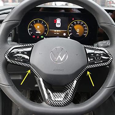 Imagem de Capa de volante impressa em fibra de carbono estilo esportivo para VW Volkswagen Tiguan ID.4 Golf R 2022 2023 2024 2025 Arteon 2021-2025