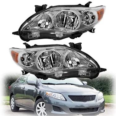 Imagem de ANTUKO Faróis de halogêneo para montagem de faróis cromados do lado do motorista e do passageiro para Corolla TO2502203 TO2503203 2011 2012 2013