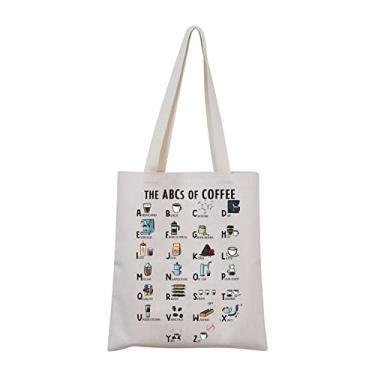 Imagem de MNIGIU Sacola do alfabeto do café The Abcs of Coffee Barista presente para amantes de café presente para bebedores de café, Bolsa de café, 12 inches