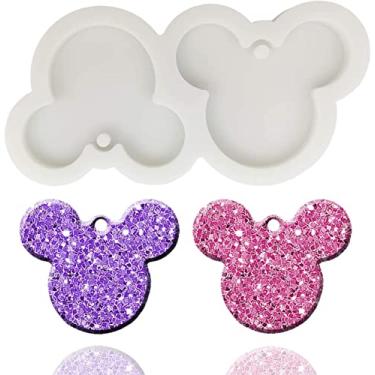 Imagem de Chaveiro de cabeça de rato brilhante plano e bonito molde de silicone com orifício para você mesmo molde de cobertura de goma de cristal, tiros de gelatina para cupcake, enfeite de bolo, pudim, sorvete, doces, sobremesas, etiqueta de bagagem