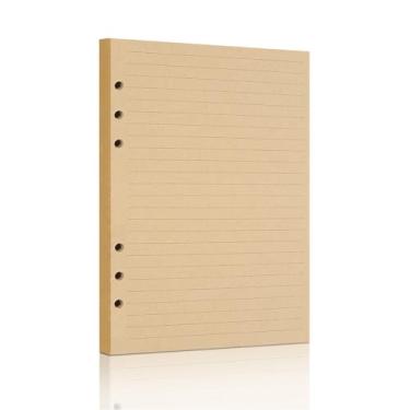 Imagem de Mafegu Papel kraft vintage – Refil de flipchart forrado A5, 80 folhas (160 páginas) para fichários de 6 anéis, diário, caderno, diário