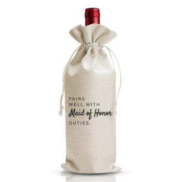 Imagem de Maid of Honor or Bridesmaid or Matron of Honor Proposal Gift Wine Bag for Sister Bestie BFF Her Women, Combina bem com deveres de dama de honra, chá de panela ou decoração de festa, presente de