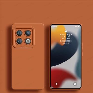 Imagem de Capa de telefone de silicone líquido quadrado para oneplus 9 9rt 9r 10 pro proteção de lente capa macia para oneplus 11 ace 2 12, marrom, para oneplus 9 cn