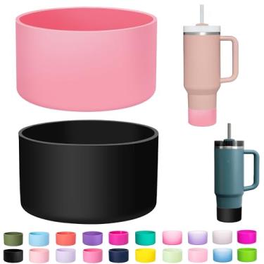 Imagem de LONPARRY Pacote com 2 botas Stanley Cup de silicone para Stanley Tumbler IceFlow 1,134 g protetor de borracha para Stanley Owala Hydro Flask Tumbler 1,134 g fundo de garrafa de copo de viagem de carro