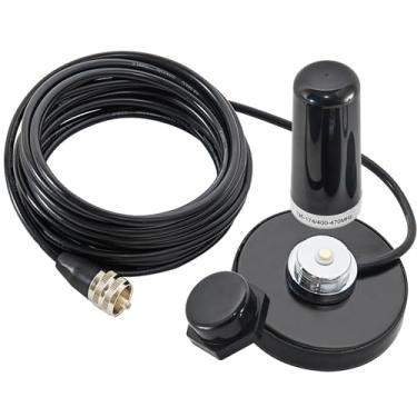 Imagem de Anina Antena NMO VHF UHF de banda dupla de 9,5 cm com base de antena magnética PL-259 RG58 Cabo coaxial NMO Capa de montagem para rádio amador CB Rádio Marítimo bidirecional