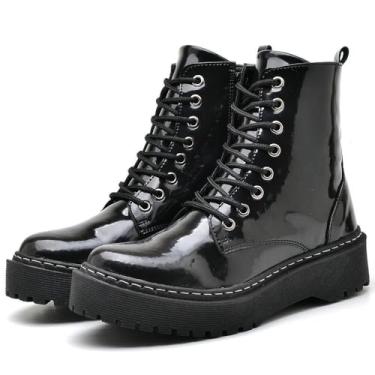 Imagem de Bota Coturno Feminina Tratorada Verniz DUBUY 1105FG Tamanho:40;cor:Preto;gênero:Feminino