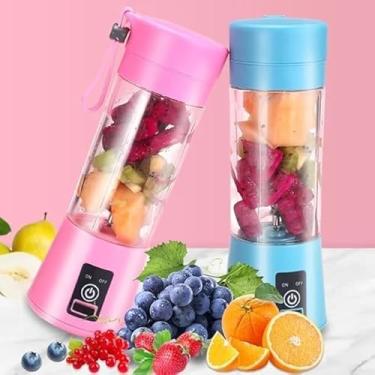 Imagem de Mini Liquidificador Portatil Mixer Juice Garrafa Portátil Cabo USB 6 Lâminas Shake Coqueteleira Eletrica Sem Fio Squeeze Recarregavel Cores sortidas Premium FastJoy