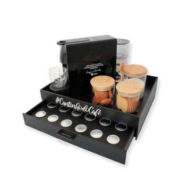 Imagem de Melhor Porta-Cápsulas Bandeja Cantinho do Café Organizador Suporte Cafeteira Chá Servir Preto Compatível - Box Fan