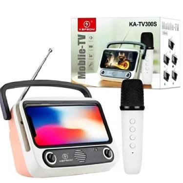 Imagem de Caixa de Som Bluetooth Karaokê com Microfone Sem Fio e Suporte para Ce