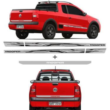 Imagem de Kit Saveiro Trooper 2012 2013 Faixa Traseira e Lateral Cinza - SPORTIN