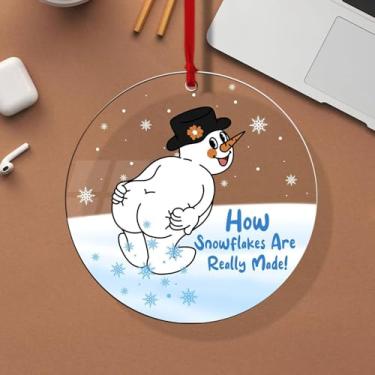 Imagem de Ulfanit Enfeite de Natal engraçado 2024 - Como os flocos de neve são realmente feitos, presente hilário para amigos, homens, mulheres e crianças, elefante branco para troca de presentes de árvore de