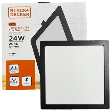 Imagem de Kit 6 Plafon Quadrado Embutir 24w Preto Branco Frio 6500k - Black+Deck