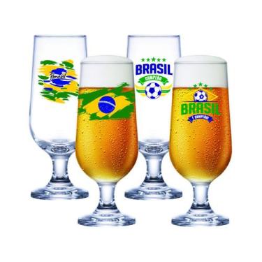 Imagem de Jogo de Taças para Cerveja de Vidro 310ml 4 Peças Ruvolo Brasil