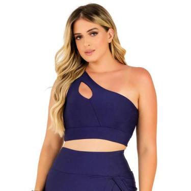 Imagem de Top Cropped Fitness Feminino Tranversal Academia Treino Musculação Gin