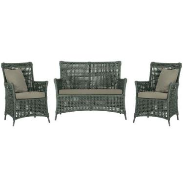 Imagem de Jogo Sofá e 2 Poltronas de Área Igapó Alumínio Pintura Preta Corda Náu