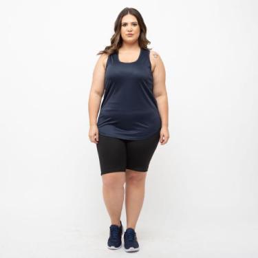 Imagem de Regata Feminina Estampada Plus Size Dry Fit - Fix, Azul marinho, G2