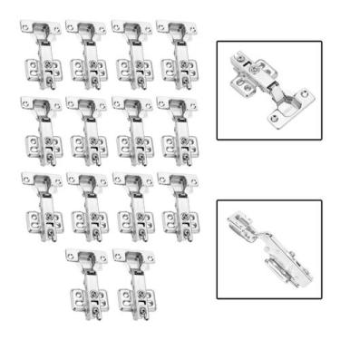 Imagem de Kit 14 Dobradiças Retas Bumper Flat 105º Anti-Impacto 35Mm - Cermag