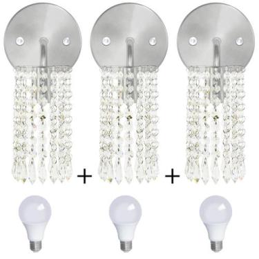 Imagem de Kit 3 Arandelas De Cristal Acrilico Clearcrillic Redonda + L - NoBrand