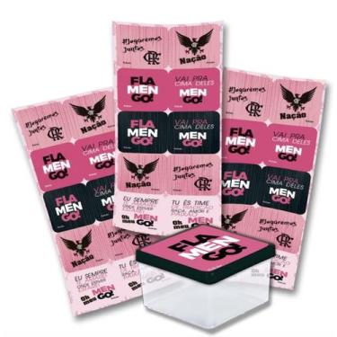 Imagem de Adesivo Quadrado Caixinha Festa Flamengo Rosa 30 Uni Festcolor - Inspi