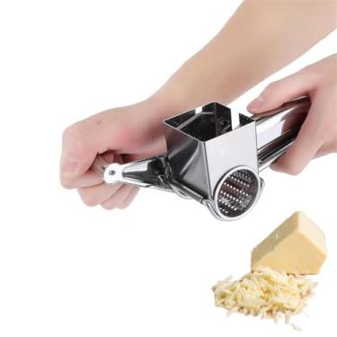 Imagem de Jerliflyer Ralador de queijo rotativo, ralador de queijo manual de aço inoxidável Ferramenta multifuncional para fatiar e triturar cozinha