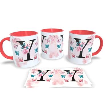 Imagem de Caneca Vermelha de Porcelana Personalizadas Alfabeto iniciais Nomes (Y)