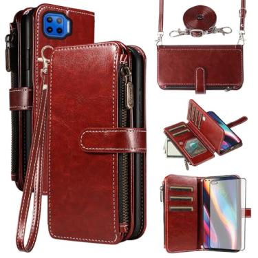 Imagem de Asuwish Capa de telefone para Moto One 5G/One5G UW/Moto G G5 Plus capa com protetor de tela e cordão com zíper carteira porta-cartão suporte suporte acessórios celular Motorola One Lite XT2075-1