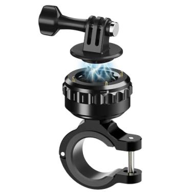 Imagem de SUREWO Suporte magnético de alumínio para guidão de bicicleta de liberação rápida, suporte de braçadeira de guidão de motocicleta compatível com GoPro Hero 13/12/11/10/9/8/7/6/5 preto, DJI Osmo Action