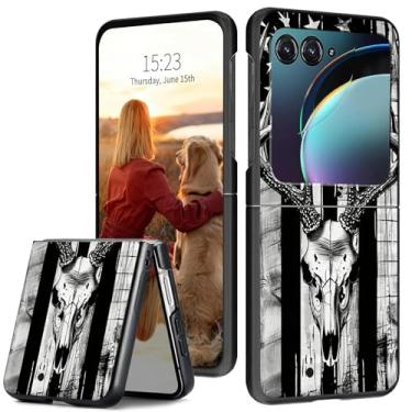 Imagem de HEAKIERG Capa para celular Motorola Razr 2024, capa de proteção de câmera à prova de choque de PC rígido para Moto Razr 50 6,9 polegadas, bandeira veado