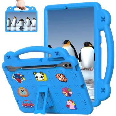 Imagem de Sfulatdc Capa infantil para tablet com alça e suporte, leve, à prova de choque, bonita, compatível com Samsung Galaxy S7 Plus/S8+/S9 Plus/S9 FE+/S10+ 12,4 polegadas azul