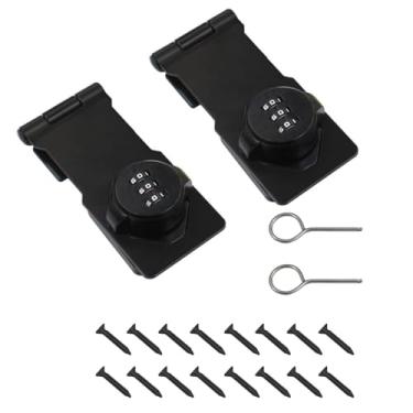 Imagem de 2 travas mecânicas com senha de 4,5 polegadas, trava deslizante de segurança para porta (preto)