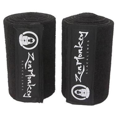 Imagem de Protetores de árvore da ZenMonkey Slacklines, perfeitos para slacklines, ninjalinas, tirolesa, balanços de árvores, com tiras de guia antiderrapante, fechos de gancho e laço, 152 cm de comprimento, conjunto de dois