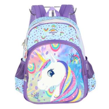 Imagem de Mochila Escolar Menina Bolsa Feminina Unicornio Up4you, Violeta