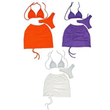 Imagem de Kit 3 Biquíni Com Saia peças Brilhante Premium - Praia - Betanqur, Bra