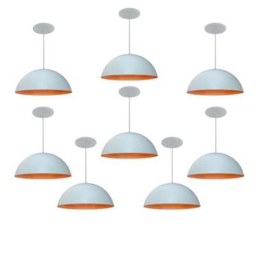 Imagem de Kit 8 Luminária Pendente Meia Lua 50cm Interior Laranja Com Fiação 110