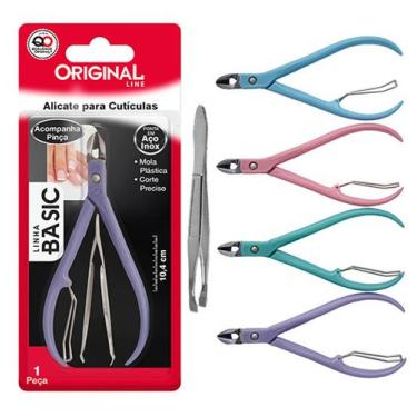 Imagem de Kit manicure com alicate de cuticula de inox 4'' 10cm + pinca de sobra