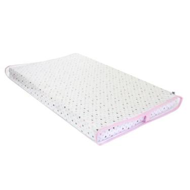 Imagem de Trocador De Bebê Triângulos Rosa Com Viés Rosa Menina - Potinho de Mel