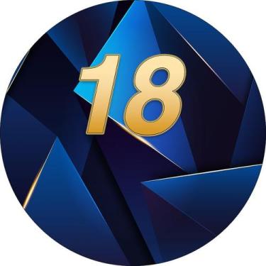Imagem de Painel De Festa Redondo 1,50x1,50 - 18 Anos Masculino Azul e Dourado 3