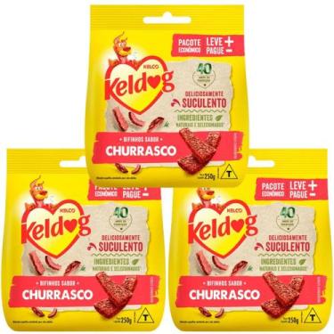 Imagem de Kit 3 petisco keldog bifinho criadores churrasco cães 250g - Kelco